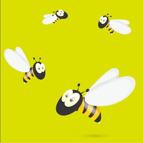 Cartoon four bees vectors