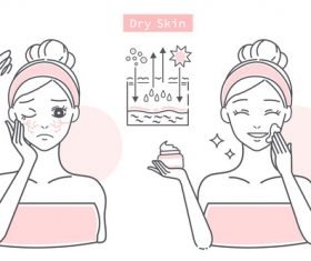 Cartoon girl dry skin care vector