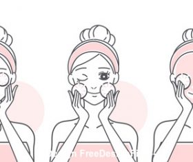 Cartoon girl fruit skin care vector