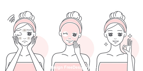Cartoon girl mask skin care vector