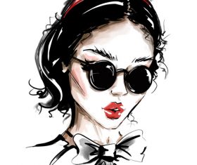 Cartoon girl portrait illustration vectors