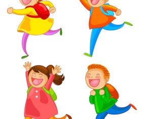 Cartoon happy school children vector