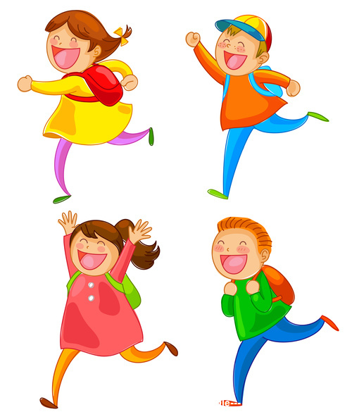 Cartoon happy school children vector