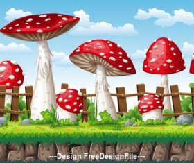 Cartoon huge mushroom vector