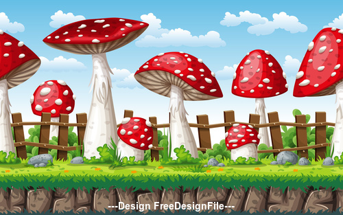 Cartoon huge mushroom vector