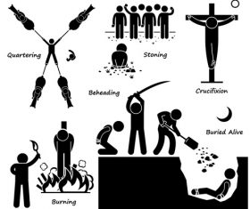 Cartoon icon execution scene vector