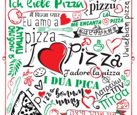 Cartoon love pizza banner flyer vector 01