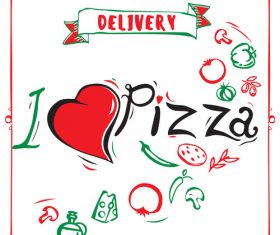 Cartoon love pizza banner flyer vector 02