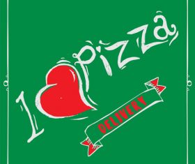 Cartoon love pizza banner flyer vector 03
