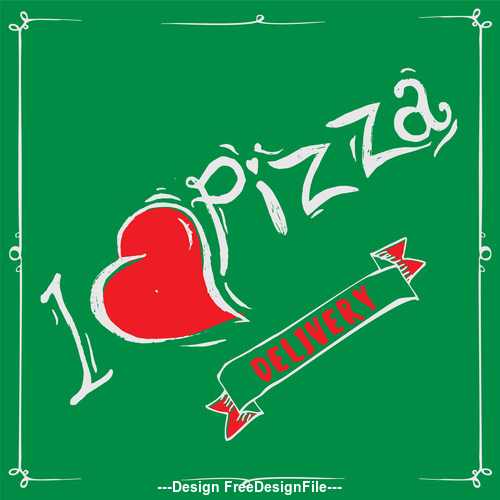 Cartoon love pizza banner flyer vector 03