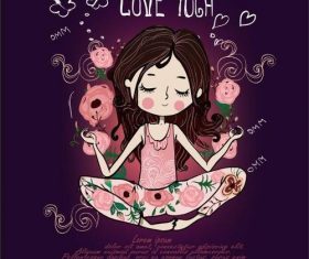 Cartoon love yoga vector