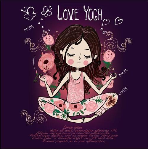 Cartoon love yoga vector