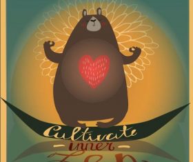 Cartoon meditation bear vector