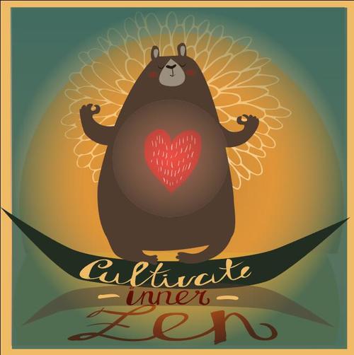 Cartoon meditation bear vector