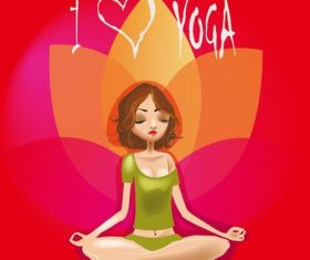 Cartoon meditation girl vector