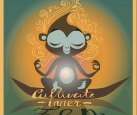 Cartoon meditation monkey vector
