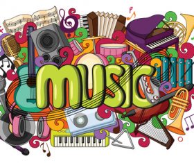 Cartoon music background illustration vectors