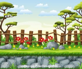 Cartoon nature landscape vector