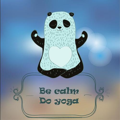 Cartoon panda doing yoga vector