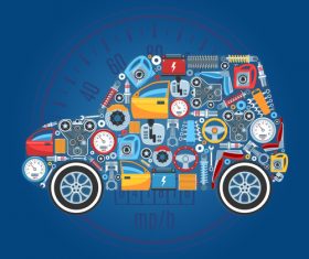 Cartoon parts assembly Car vector