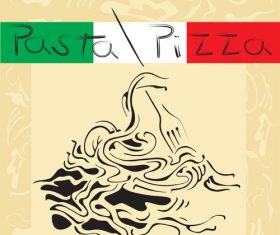 Cartoon pasta pizza cover vector