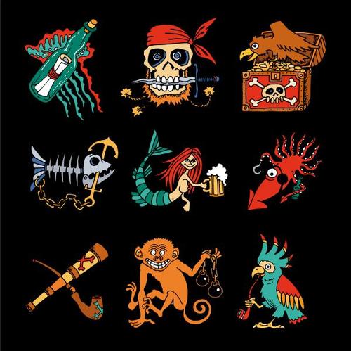 Cartoon pirate elements vector