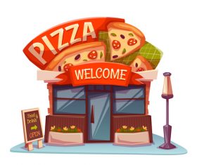 Cartoon pizzeria store vector
