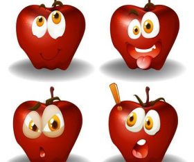 Cartoon red apple expression vectors