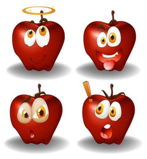 Cartoon red apple expression vectors