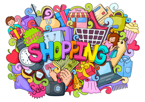 Cartoon shopping illustration vectors