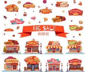 Cartoon store and shop logo vector