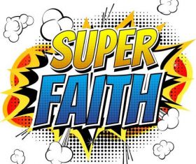 Cartoon style super faith cover vectors