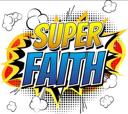 Cartoon style super faith cover vectors