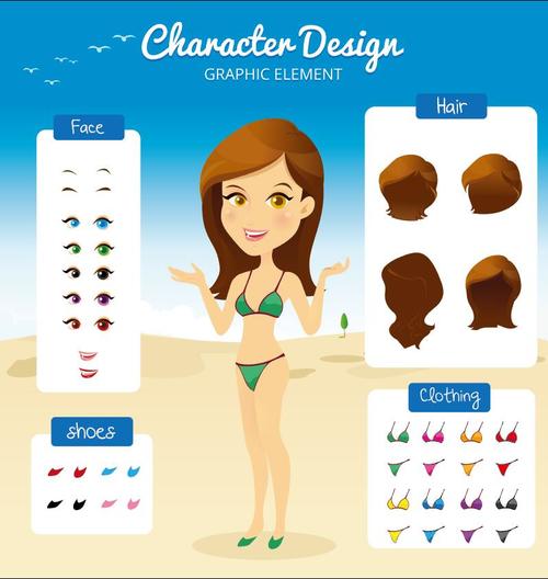 Cartoon summer character design vectors