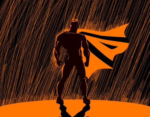 Cartoon superman rain vector
