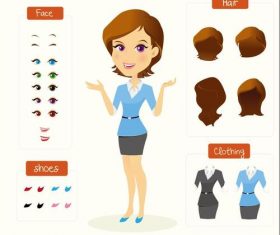 Cartoon woman character design vectors