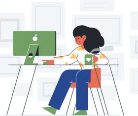 Cartoon woman surfing the internet at home vectors
