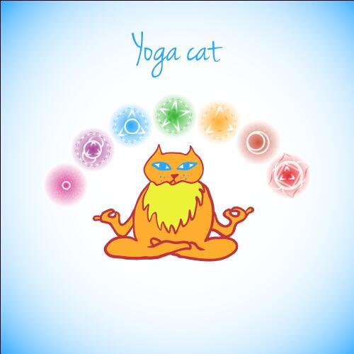 Cartoon yoga cat vectors