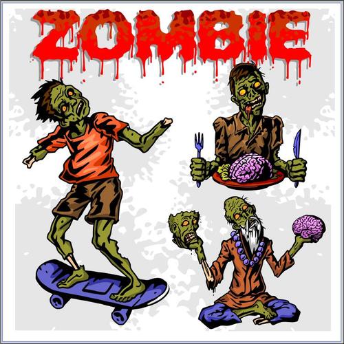 Cartoon zombie eating food vectors