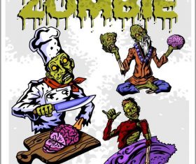 Cartoon zombie eating food vectors