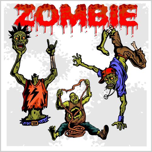 Cartoon zombie vectors 02 free download