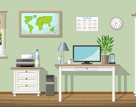 Classic living room bicycle and folder illustration on shelf vectors