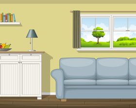 Classic living room sofa and fruit bowl on the table vectors