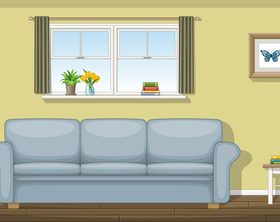 Classic living room sofa and green plants vectors