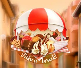 Coffee shop dessert cover vector