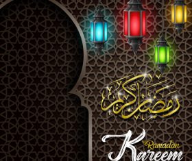 Colorful lamp Ramadan Kareem vector greeting card vector