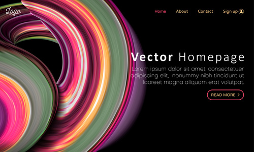 Colorful website template homepage design vector