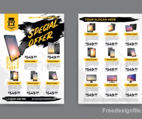 Computers product discount sale flyer vector