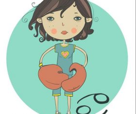 Constellation girl cartoon Cancer vector