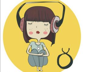 Constellation girl cartoon taurus vector